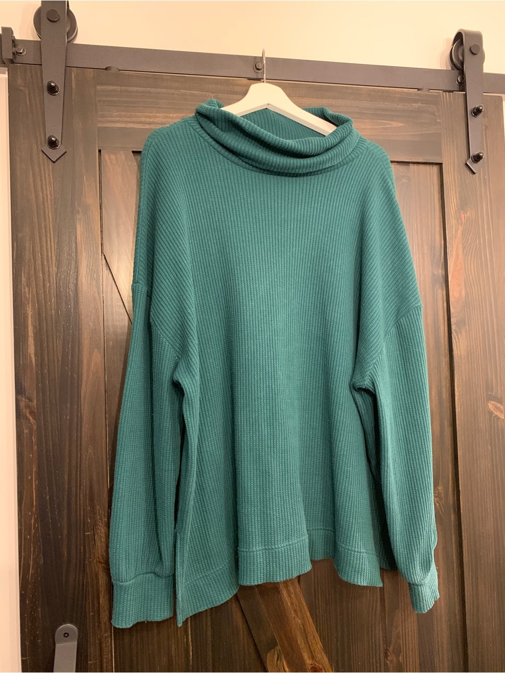 GAP Oversized Green Turtleneck Waffle Knit Sweater